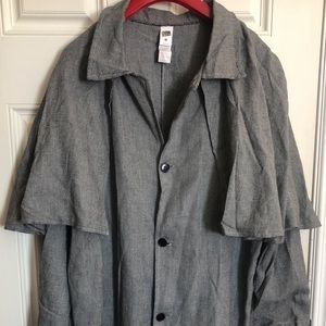 Womens Lapel Collar Long Casual Button Down Side Oversized Shacket Coat Large